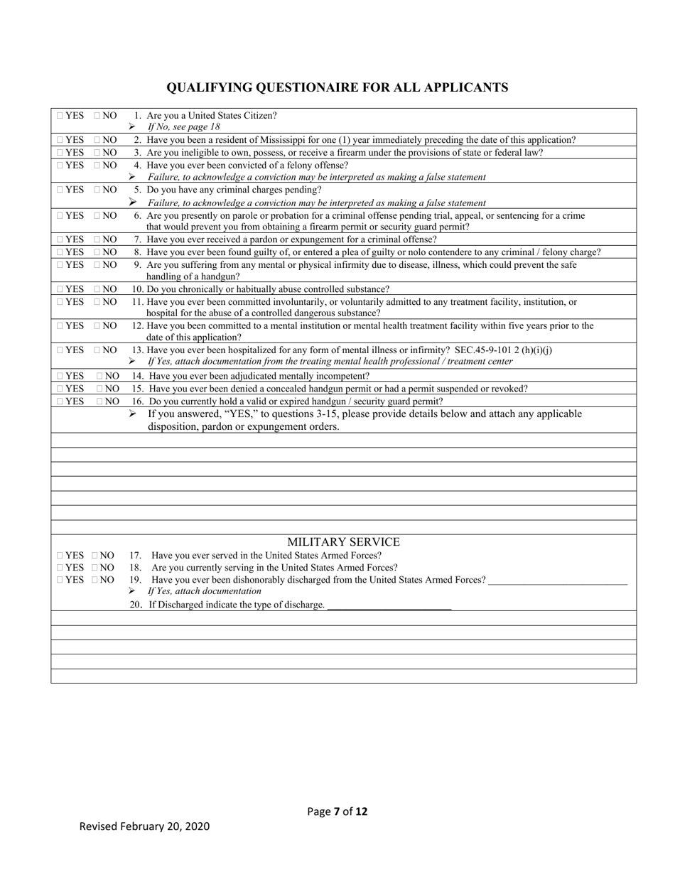 Application for Security Guard Permit - Mississippi, Page 7