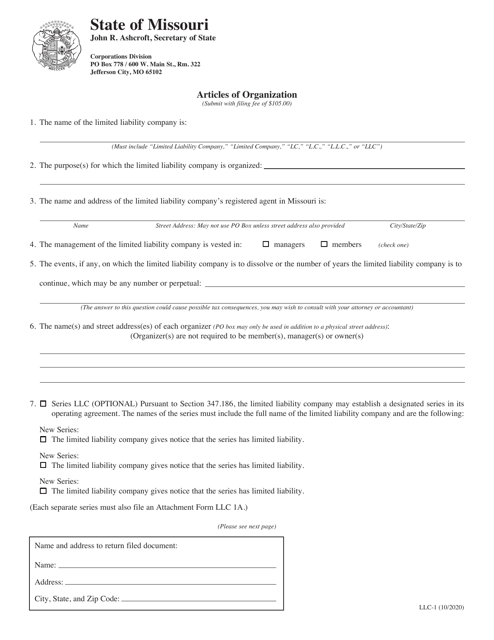 Form LLC-1 Articles of Organization - Missouri