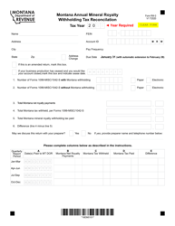 Form RW-3 Montana Annual Mineral Royalty Withholding Tax Reconciliation - Montana, Page 2