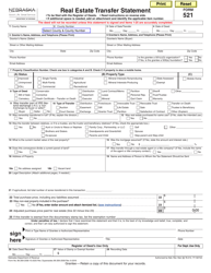 Form 521 Real Estate Transfer Statement - Nebraska