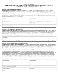 Form NPD-83 Certification of Health Care Provider for Employee&#039;s Serious Health Condition (Family Medical Leave Act) - Nevada