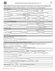 Document preview: ADSD-NEIS Form 1001 Early Intervention Program Referral Form - Nevada