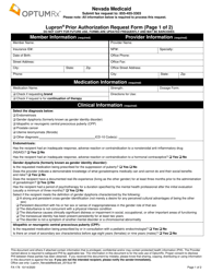 Form FA-178 Lupron Prior Authorization Request Form - Nevada