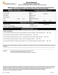 Document preview: Form FA-177 Medications for Recipients on Hospice Prior Authorization Request Form - Nevada