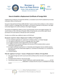 Application for Replacement Certificate of Foreign Birth - Nevada, Page 2