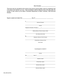 Form CDL-049 Third Party Company &amp; School Business License Bond - Nevada, Page 2