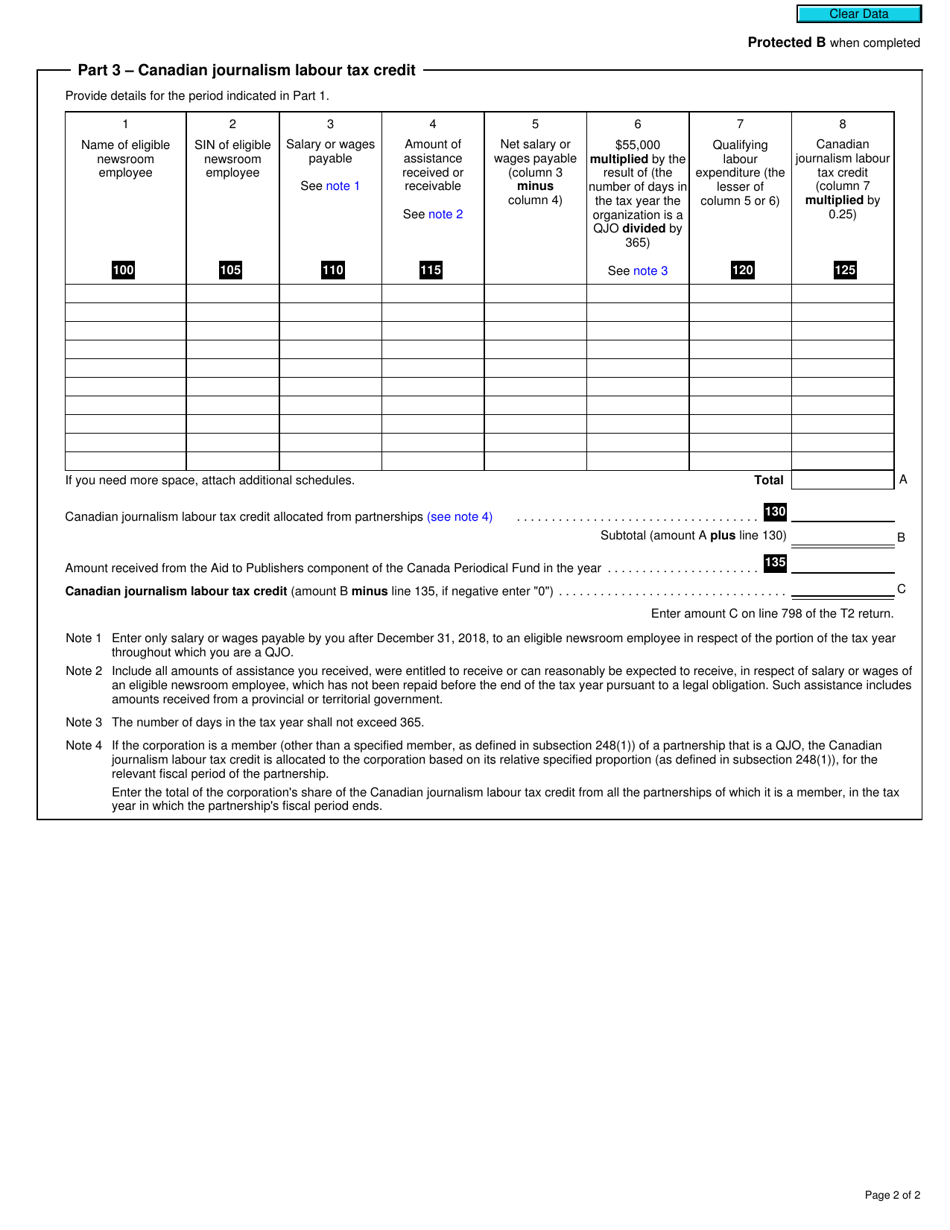 Form T2 Schedule 58 Canadian Journalism Labour Tax Credit (2019 and Later Tax Years) - Canada, Page 2