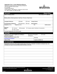 Application Form - Crown Waterfront Reserve - New Brunswick, Canada, Page 3