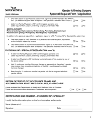 Gender Affirming Surgery Approval Request Form/Application - Nova Scotia, Canada, Page 5