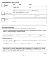 Fish Receiver License Application - British Columbia, Canada, Page 2
