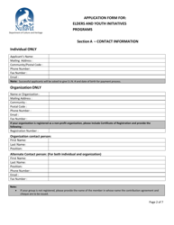 Application for Assistance Grants &amp; Contributions Programs Application Form for: Elders and Youth Initiatives Programs - Nunavut, Canada, Page 2