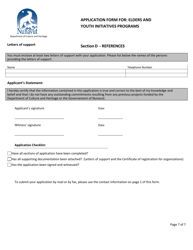 Application for Assistance Grants &amp; Contributions Programs Application Form for: Elders and Youth Initiatives Programs - Nunavut, Canada, Page 7
