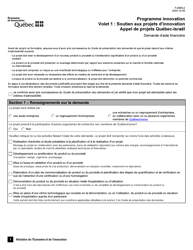 Document preview: Forme F-0064-2 Volet 1 Soutien Aux Projets D'innovation Appel De Projets Quebec-Israel - Demande D'aide Financiere - Quebec, Canada (French)