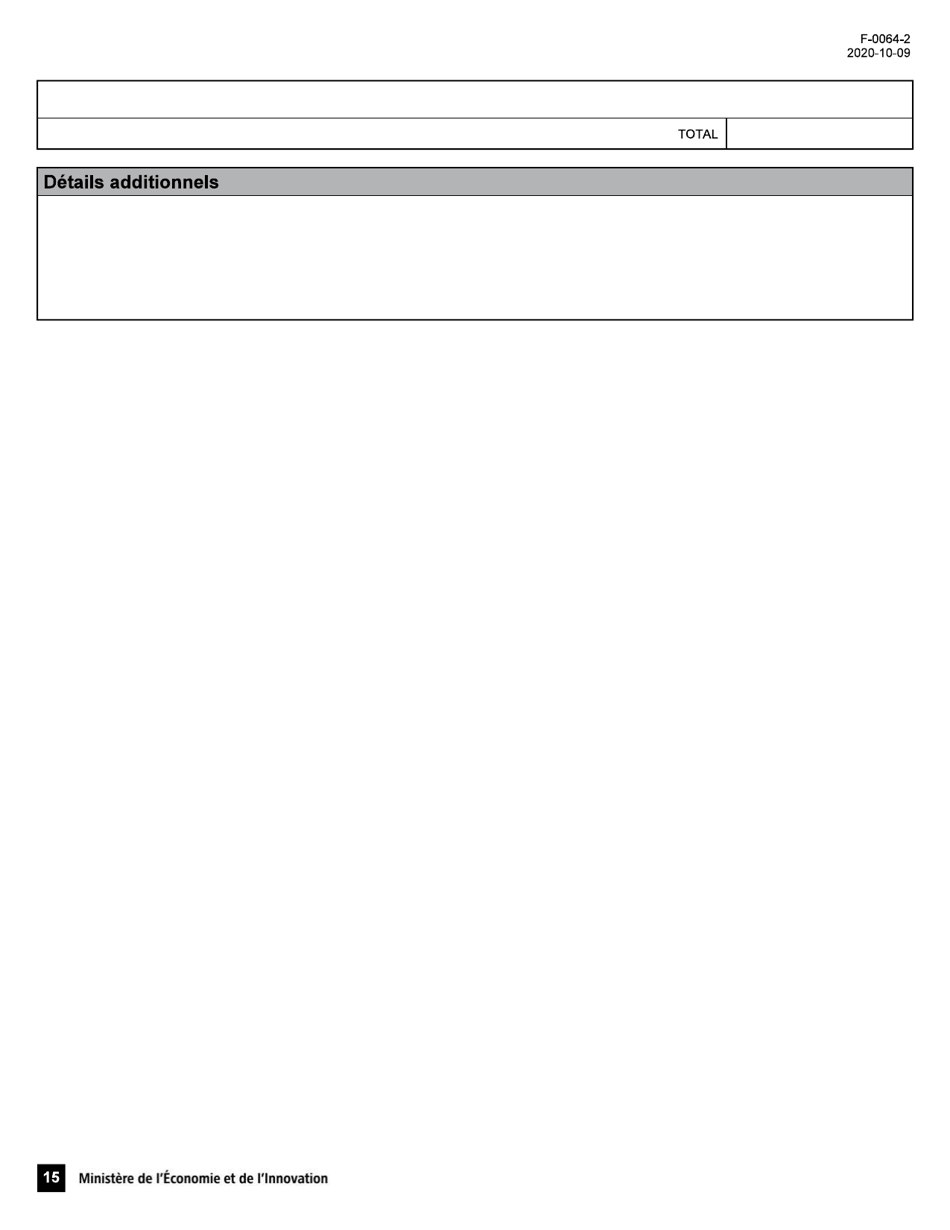 Forme F-0064-2 Volet 1 Soutien Aux Projets Dinnovation Appel De Projets Quebec-Israel - Demande Daide Financiere - Quebec, Canada (French), Page 15
