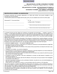 Form SJ-753B &quot;Victim Impact Statement&quot; - Quebec, Canada (English/French)