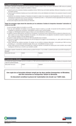 Forme V-1011 Circulation Sur Une Uab - Demande D&#039;autorisation - Quebec, Canada (French), Page 2