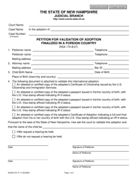Form NHJB-2191-P &quot;Petition for Validation of Adoption Finalized in a Foreign Country&quot; - New Hampshire