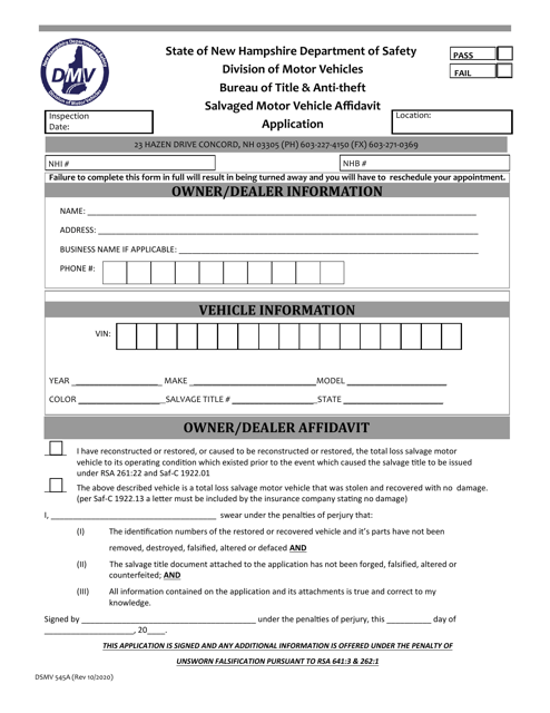Form DSMV545A  Printable Pdf