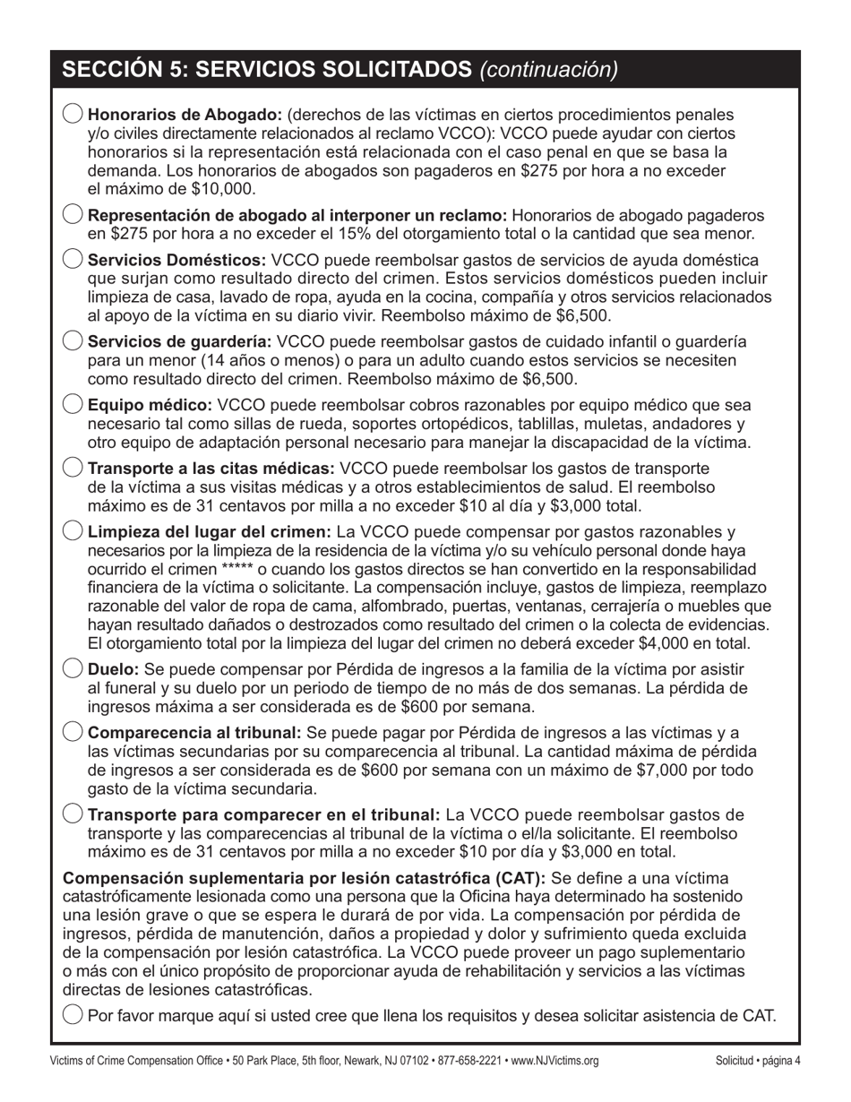 Solicitud De Reclamo - New Jersey (Spanish), Page 10