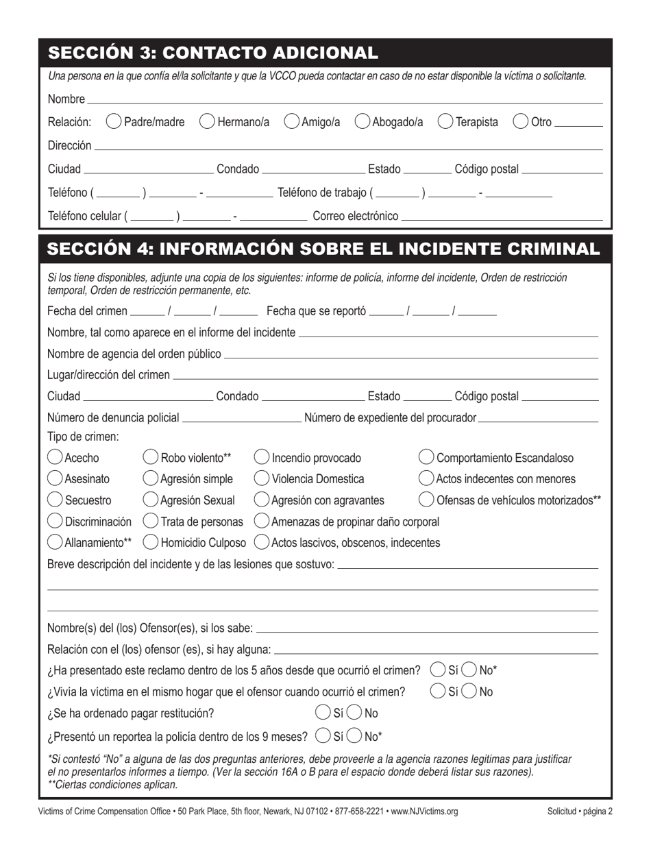 Solicitud De Reclamo - New Jersey (Spanish), Page 8