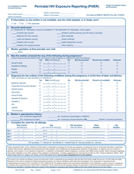 Form CDC50.42D Perinatal HIV Exposure Reporting (Pher)