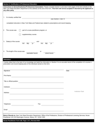 Nurse Practitioner Form 2B Verification of Instruction in New York State and Federal Laws Related to Prescriptions and Record Keeping - New York, Page 2