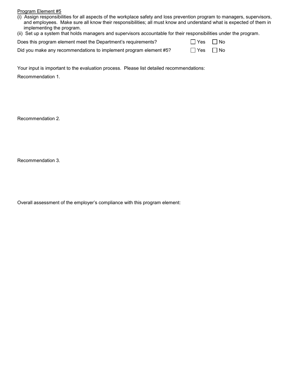 Form SH899 Mandatory Workplace Safety and Loss Prevention Program Industrial Code Rule 59 Consultant Report - New York, Page 8