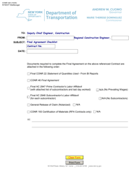 Document preview: Form CONR320 Final Agreement Checklist - New York