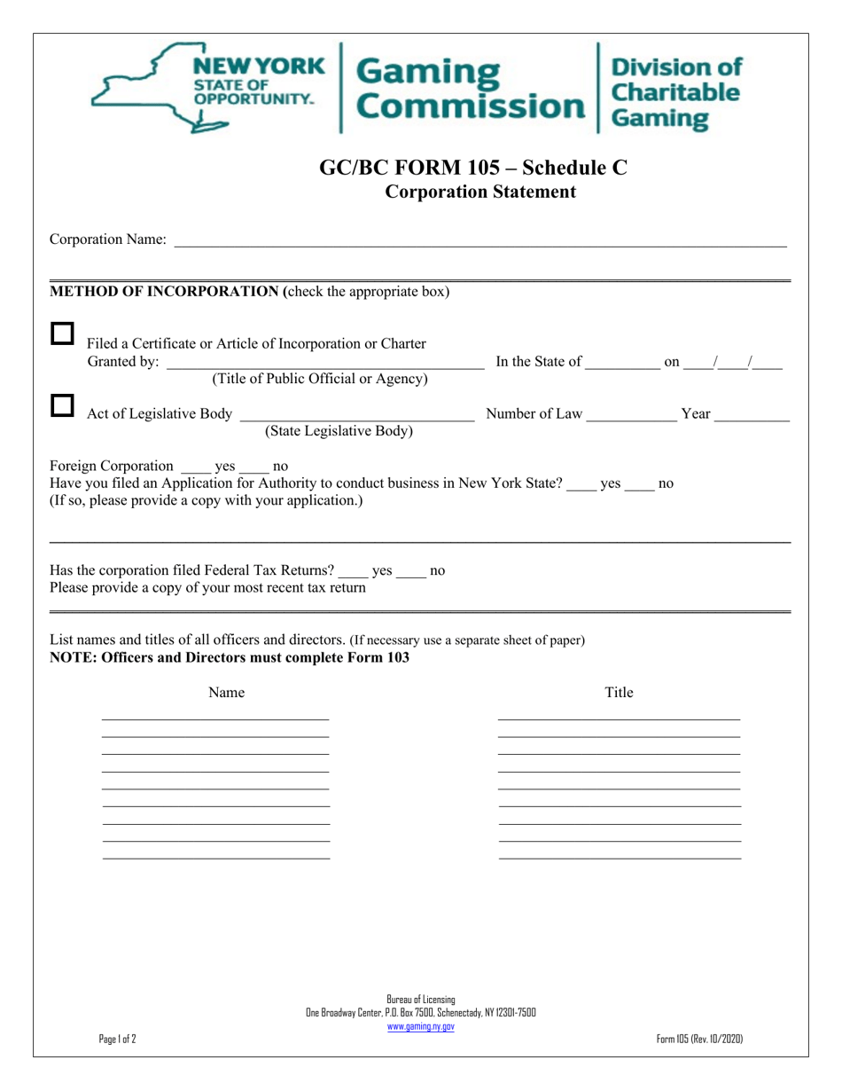 GC/BC Form 105 Schedule C - Fill Out, Sign Online and Download ...