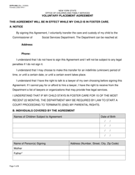 Form OCFS-2202 Voluntary Placement Agreement - New York