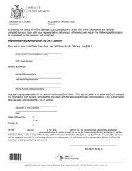 Form I-20 &quot;Representative's Authorization by Ovs Claimant&quot; - New York