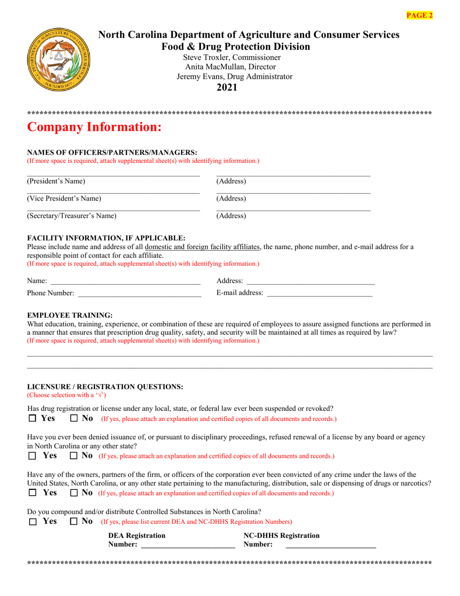 Drug Application - North Carolina, Page 3