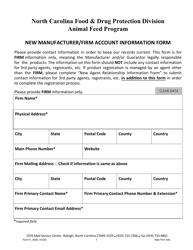 Document preview: Form F_3005 New Manufacturer/Firm Account Information Form - North Carolina