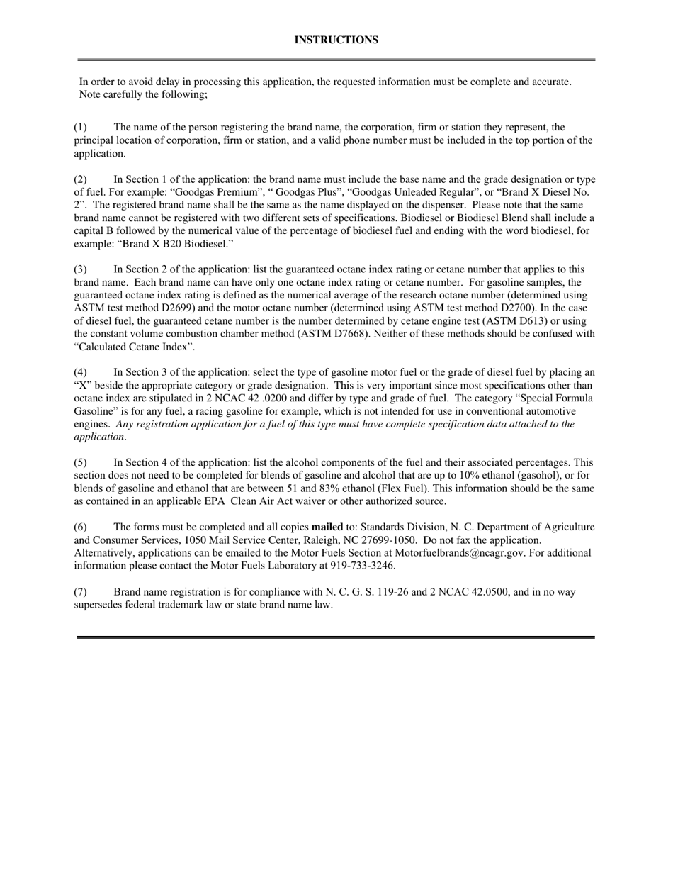Form GO155 Application for Registration of Gasoline / Diesel Fuel Brand Name - North Carolina, Page 2