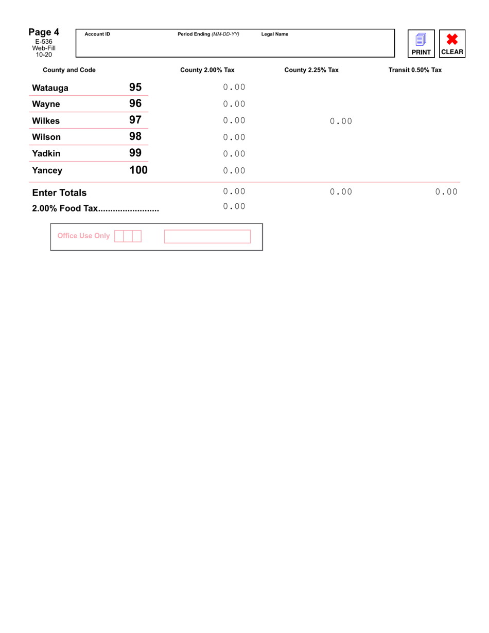 Form E-536 Schedule of County Sales and Use Taxes - North Carolina, Page 5