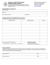 Form SFN60626 Specialty Crop Block Grant Reimbursement Request - North Dakota