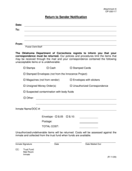 Document preview: Form OP-030117 Attachment A Return to Sender Notification - Oklahoma