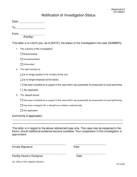 Document preview: Form OP-030601 Attachment D Notification of Investigation Status - Oklahoma