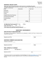 Form OP-120104 Attachment A Request for Grant Application - Oklahoma, Page 2