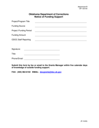 Form OP-120104 Attachment B &quot;Notice of Funding Support&quot; - Oklahoma