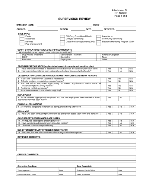 Form OP-160202 Attachment C Supervision Review - Oklahoma