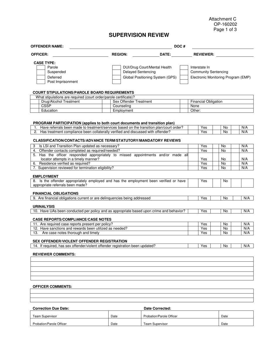 Form OP-160202 Attachment C Supervision Review - Oklahoma, Page 1