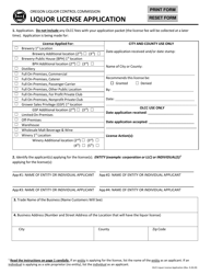 Liquor License Application - Oregon, Page 2