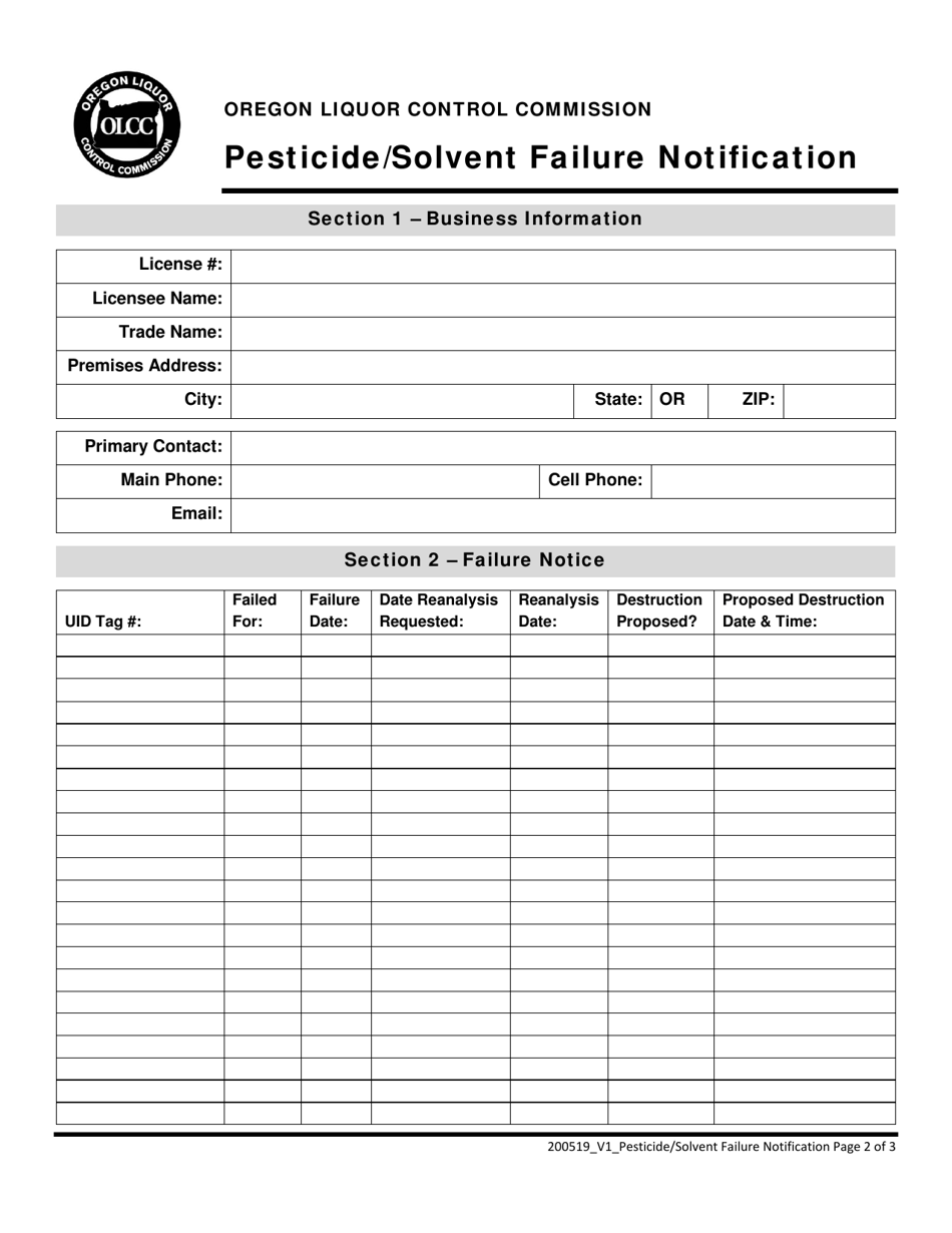 Pesticide / Solvent Failure Notification - Oregon, Page 2