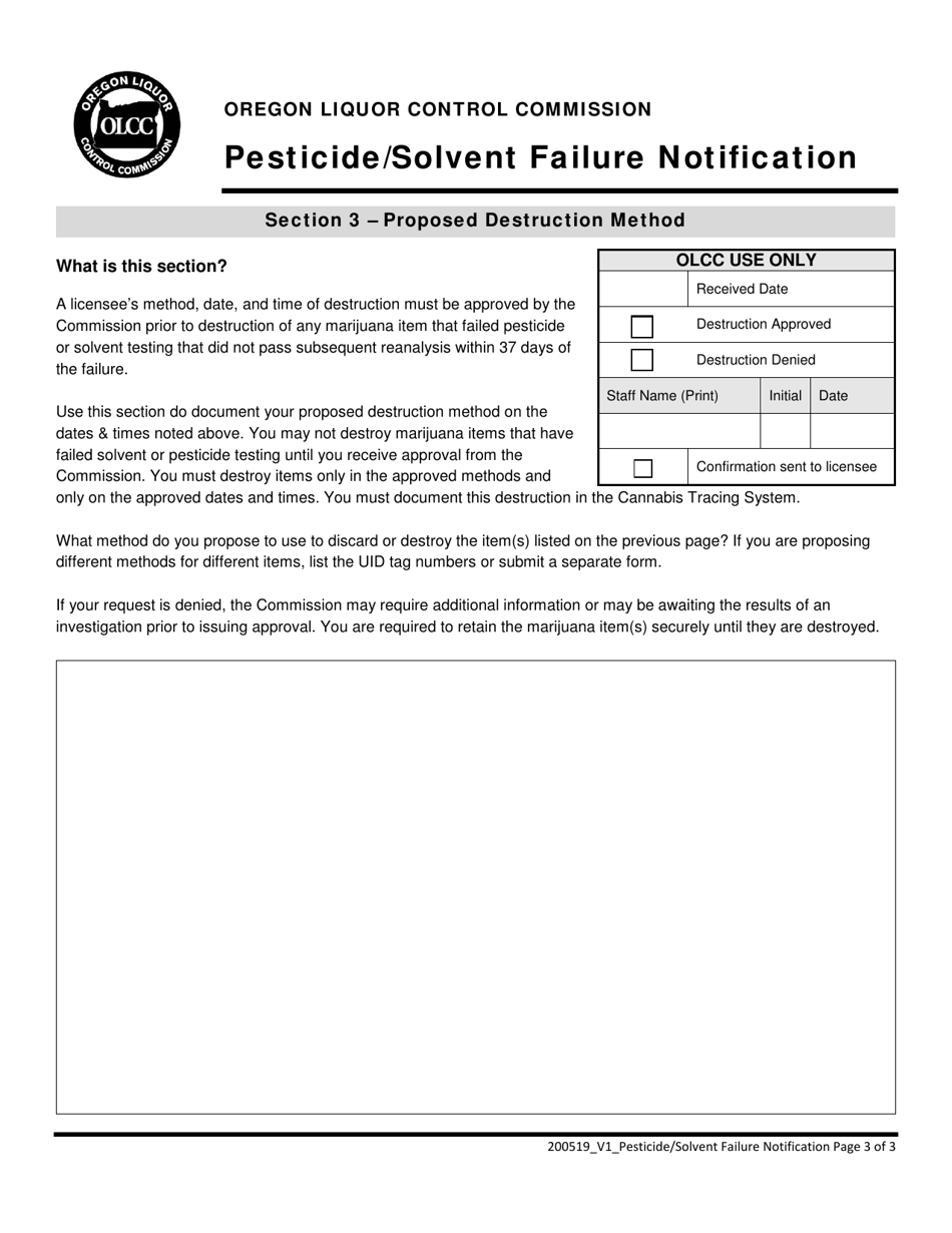 Pesticide / Solvent Failure Notification - Oregon, Page 3