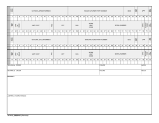 AF Form 1032 Wrm Spares List, Page 2