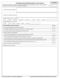 AFSC Form 500 &quot;Pre-production and Pending Proposal at Wcd Checklist&quot;