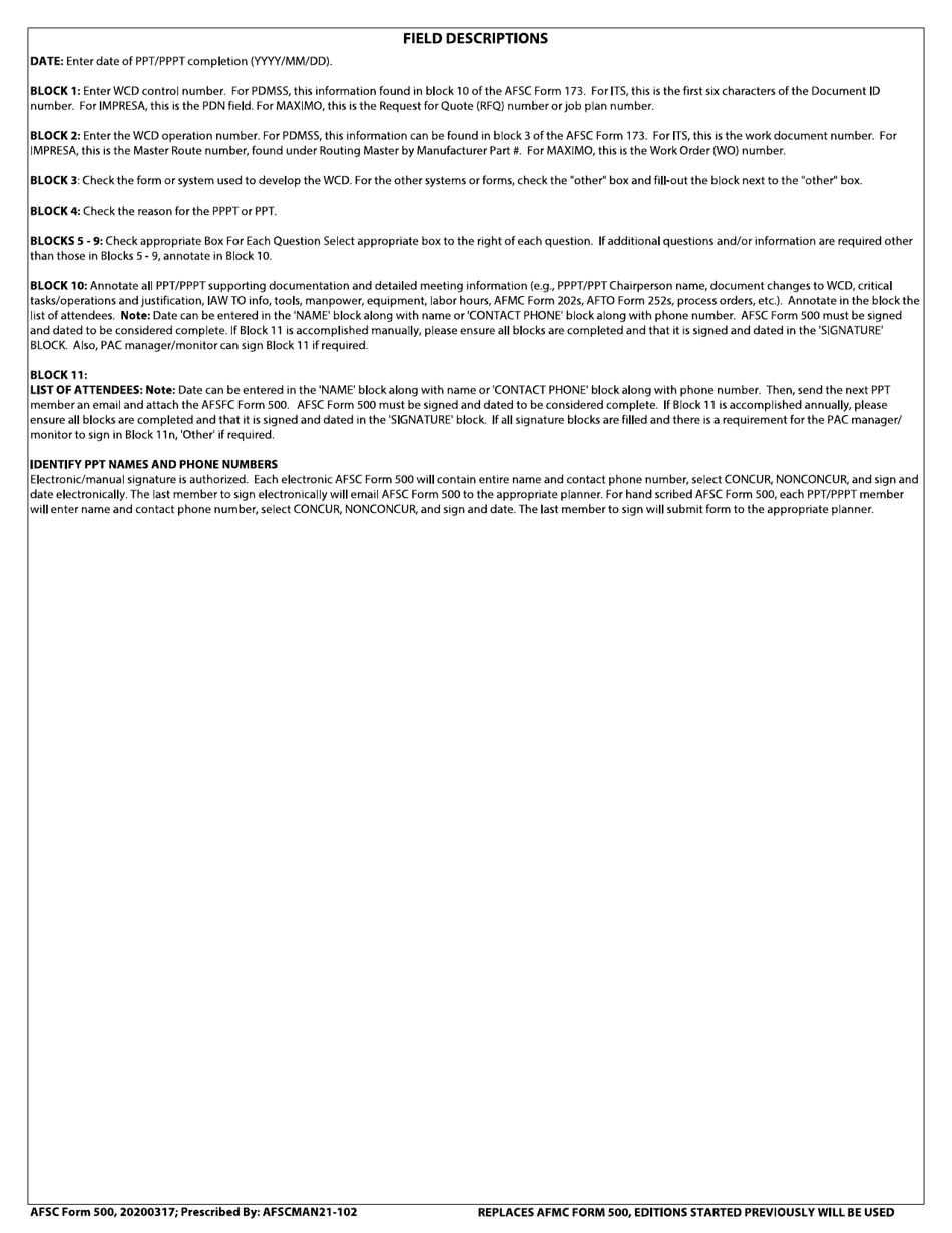 AFSC Form 500 Pre-production and Pending Proposal at Wcd Checklist, Page 4
