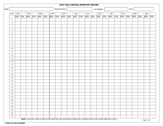 AFSC Form 309 AFSC Tool Control Inventory Record