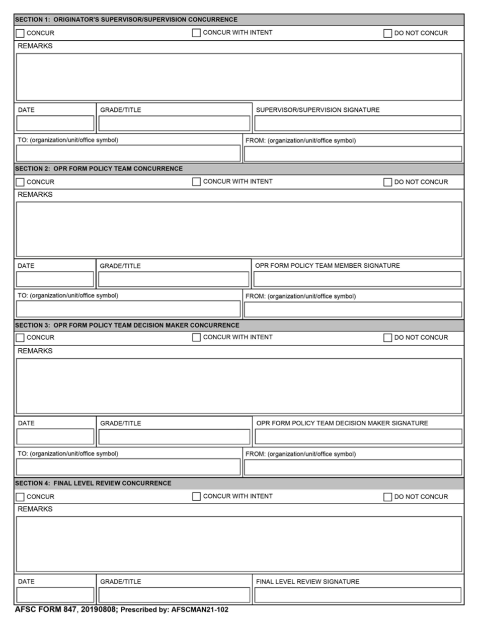 AFSC Form 847 Download Fillable PDF or Fill Online Recommendation for ...